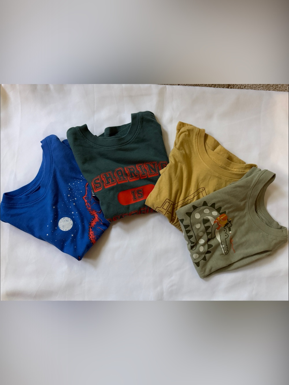 Cat & Jack Boys Graphic Tee Bundle - Blue, Dark Green, Mustard, Olive